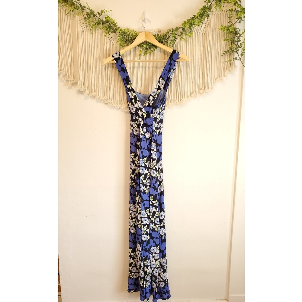 ANTHRO MAEVE Floral Blue Square Neck Maxi Dress 2 - Picture 4 of 11